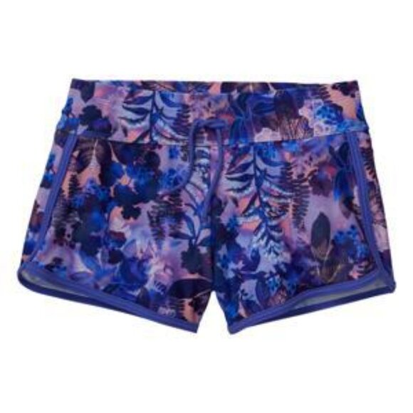 ATHLETA GIRL 8-10 Blue Floral & Fauna Printed Cannonball 2.0 Swim Shorts - Picture 1 of 8